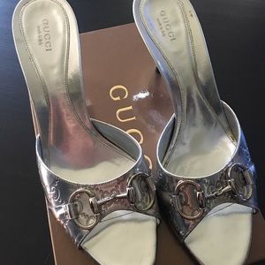 Gucci Silver Slide. Like new!!